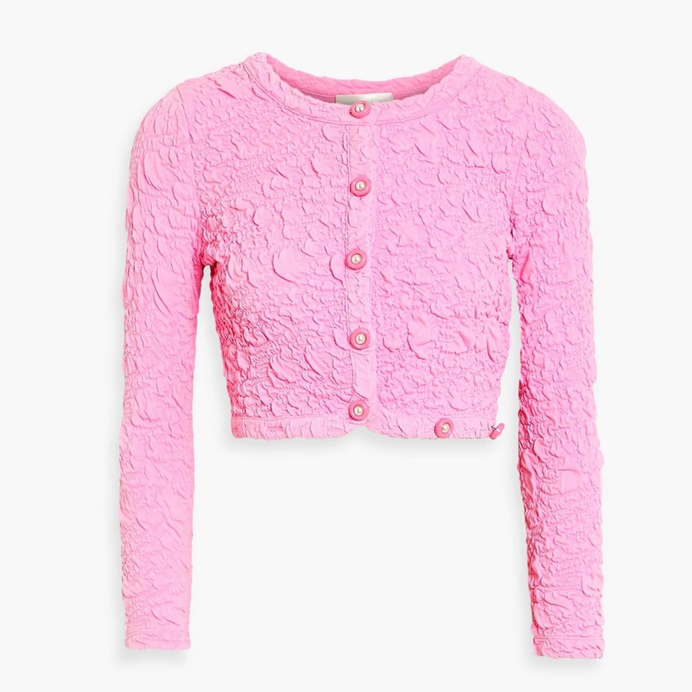 LOVE SHACK FANCY Senina crop cardigan in pink - Picture 1 of 5